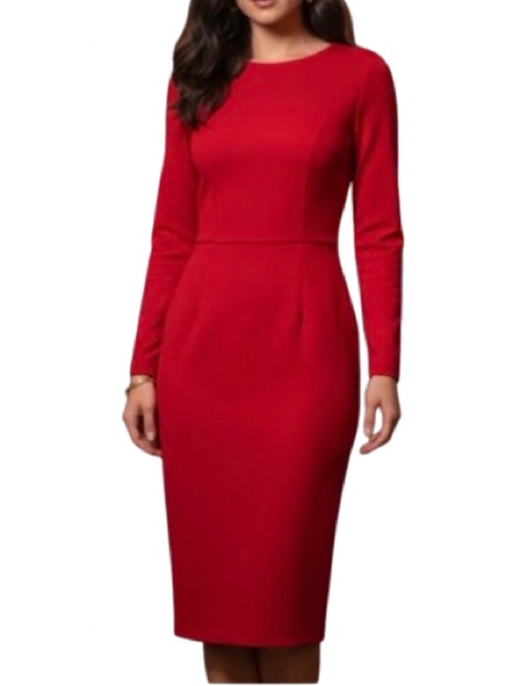 5th & Mercer Red Long Sleeve Sheath Dress Gold Back Zipper - Size 6